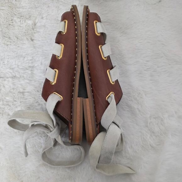 NEW Maje Fidil Lace Up Marron Gladiator Leather Sandal Mules US 8.5 - Picture 8 of 12